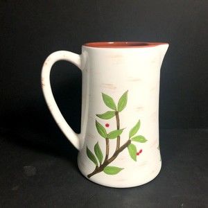 Woodberry ceramic drink pitcher, Holiday water pitcher, hostess Christmas gift